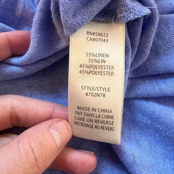 Max Studio‎ light blue linen blend knit shirt - Picture 5 of 8